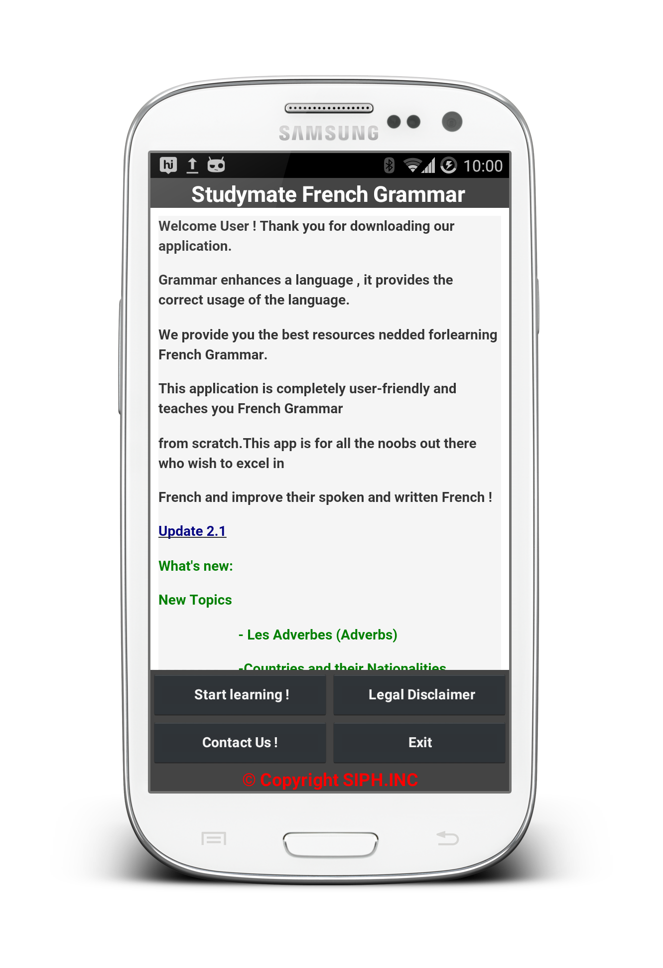 Android application Study Mate French Grammar screenshort