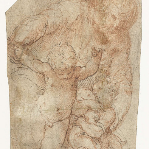 Madonna met het Christuskind en de kleine Johannes de Doper ...