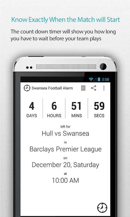 Android application Swansea Football Alarm Pro screenshort
