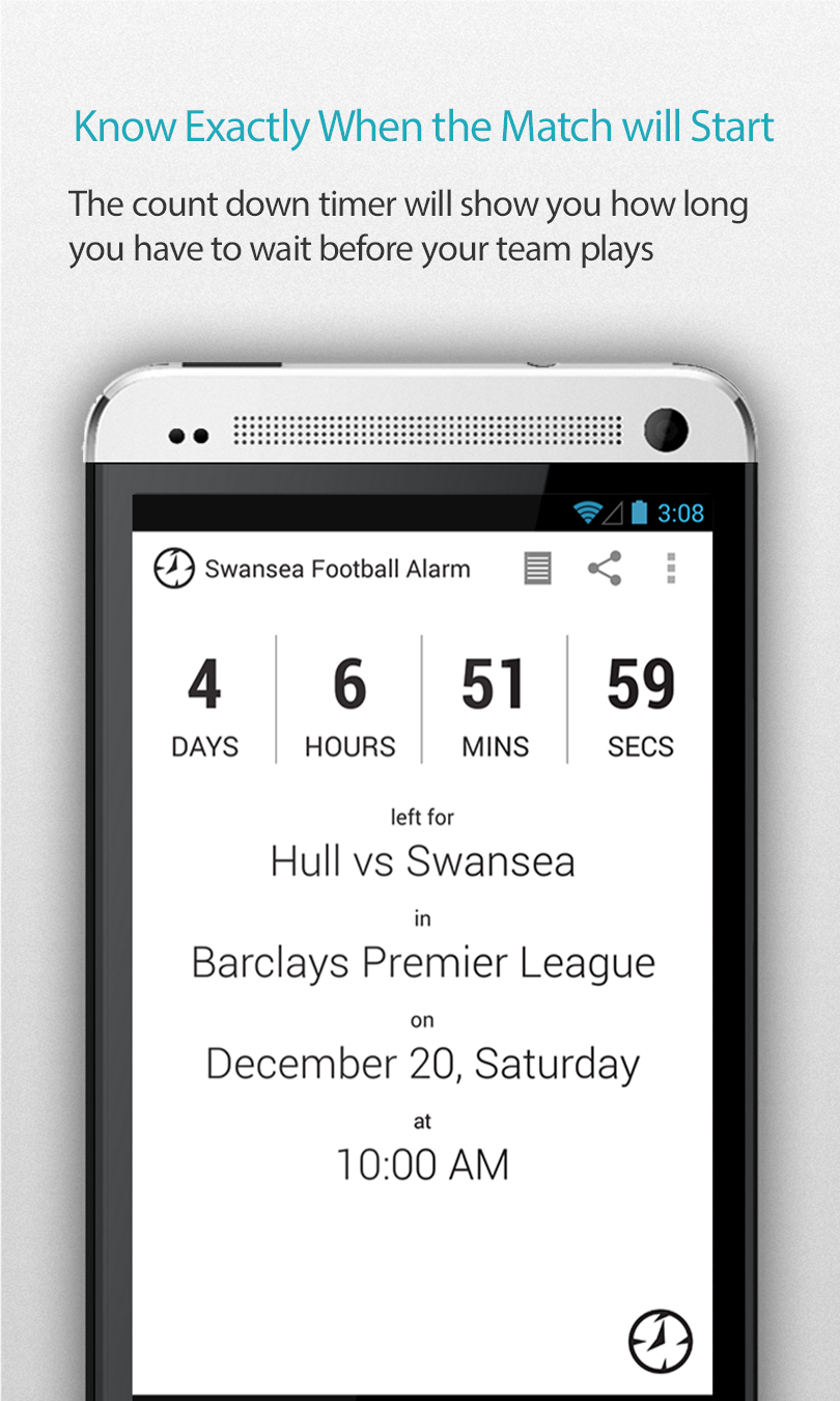 Swansea Football Alarm Pro Screen 1