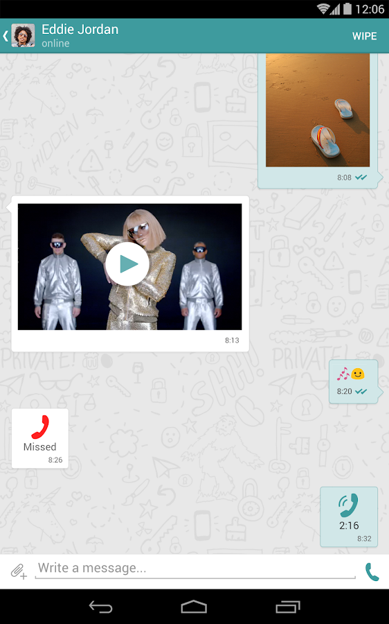 Wiper: Private Texts and Calls - screenshot