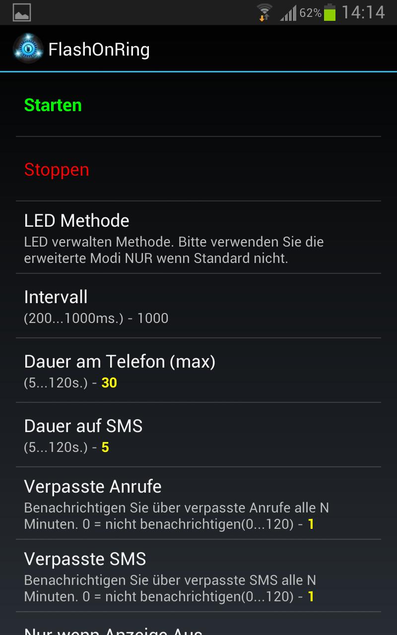 Android application FlashOnRing screenshort