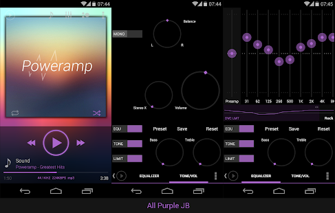 Poweramp skin KK/JB/ICS Purple - screenshot thumbnail