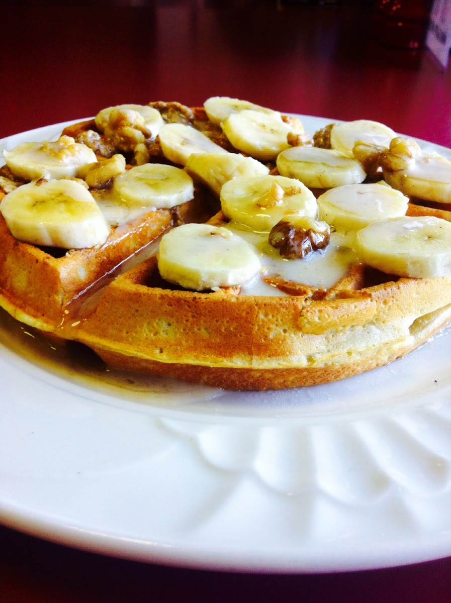 Banana honey nut waffles