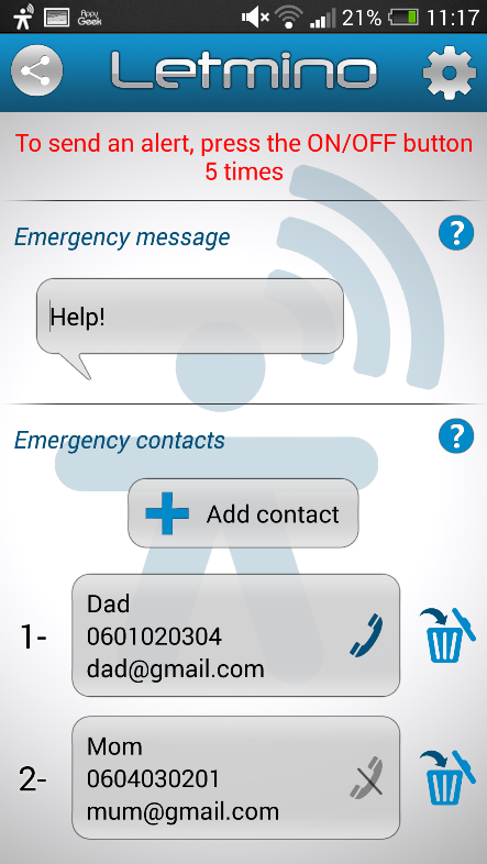 Android application Letmino screenshort