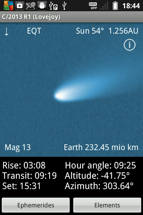 Android application Comet Watcher screenshort