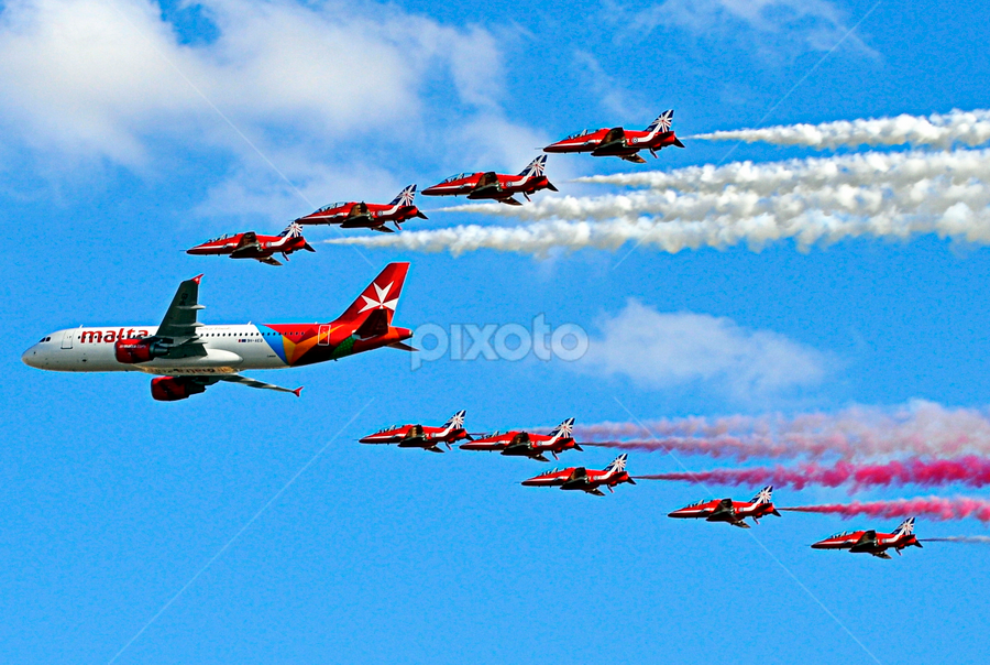 Red Arrows & AirMalta Airbus by Twanny Chicharito Falzon - Transportation Airplanes