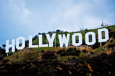 The iconic Hollywood sign on the hills above Hollywood, California.