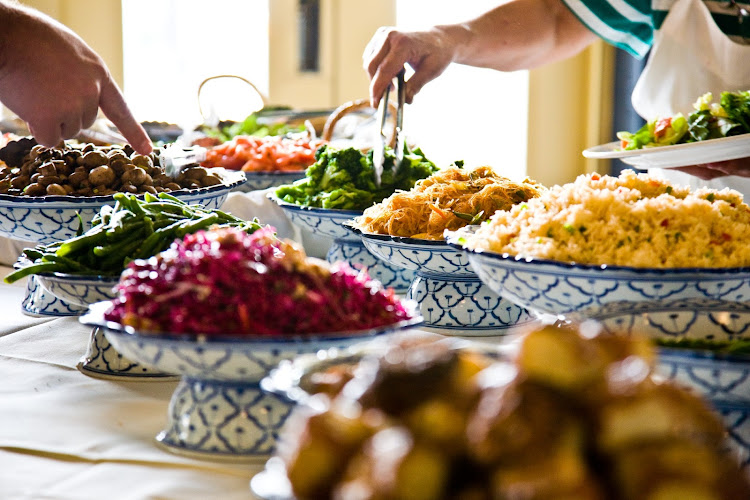 A lunch buffet at Indigo restaurant in Chinatown on the island of Oahu.