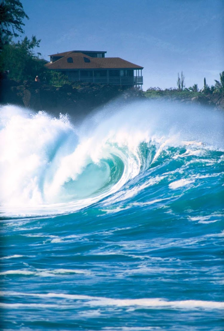 A big wave at Waimea Bay on the north shore of Oahu.