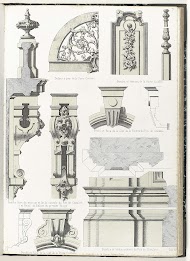 Architecturale elementen van porte-cochère, begane grond en eerste etage