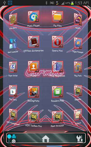 Next Launcher Carmine 3D Theme v1.0