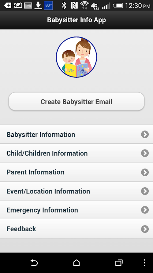 Android application Babysitter Info App screenshort