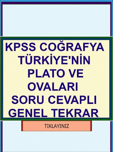 KPSS COĞRAFYA Plato ve Ovalar