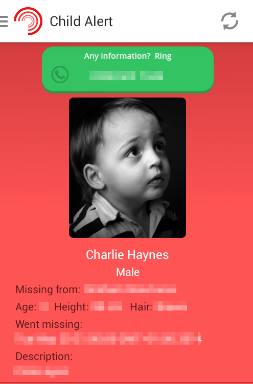 Child Rescue Alert UK Screen 2