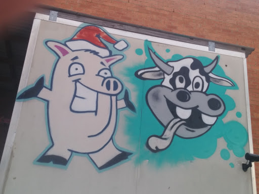 Black Eye Cow and the Vegan Piggy Graffiti