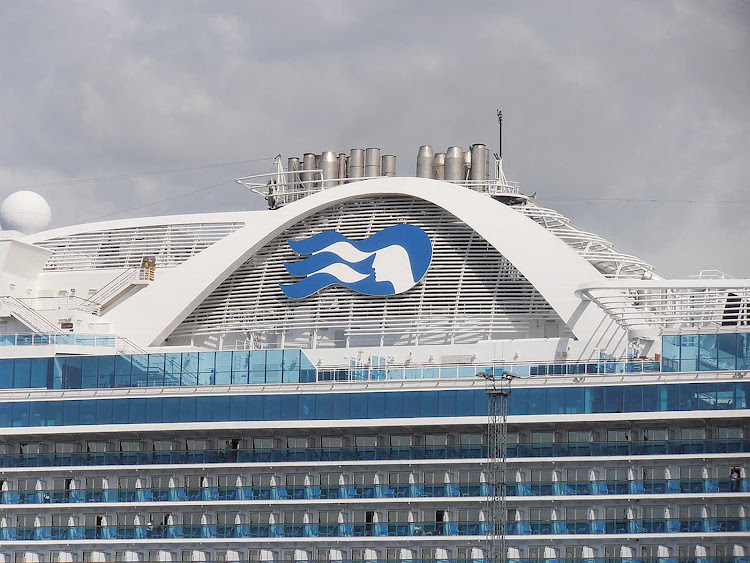 Closeup of Emerald Princess in Tallinn, Estonia.