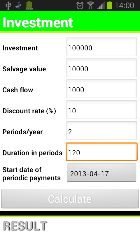 Finance Calculator Screen 2