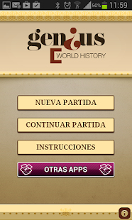 Captura de pantalla de la aplicacion Android Genius World History Quiz