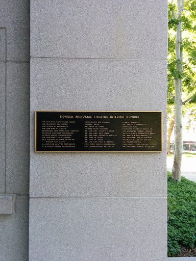 Pioneer Memorial Theater Donors Plaque 
