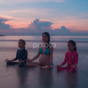 Yoga on the Beach by Michael Pua - People Family