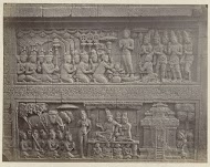 Basreliëf in de muur aan de noordzijde van de Borobudur