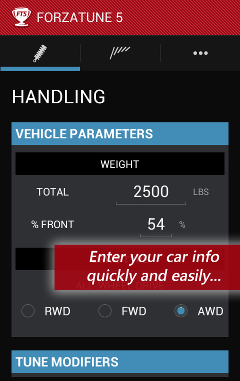 Android application ForzaTune 5 screenshort
