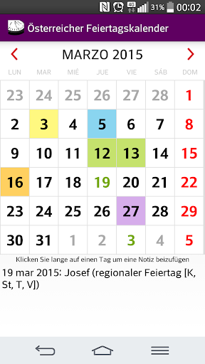 2015 Österreich Kalender NoAds