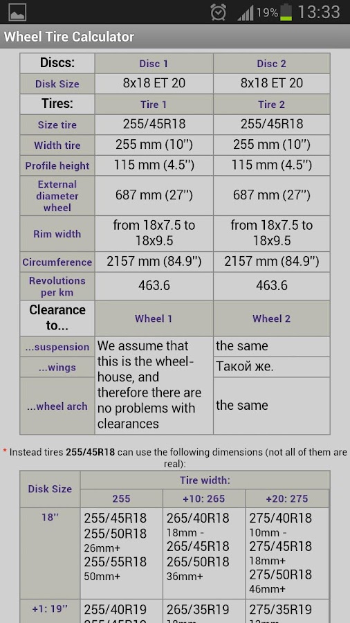 Wheel Tire Calculator Android Apps on Google Play