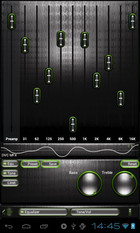 Poweramp skin STEEL OF I. LIME Screen 2