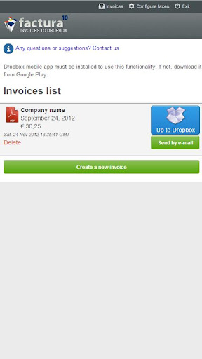 Invoices to Dropbox