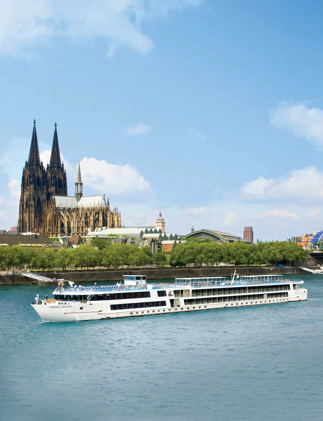 Viking-Legend-in-Cologne-Germany -  Viking Legend sailing the Danube through historic Cologne, Germany. The ship also calls on Hungary, Austria and Slovakia.