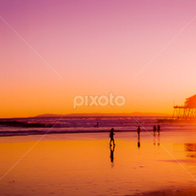 Huntington Beach Pier at sunset by Robie Blair - Landscapes Beaches