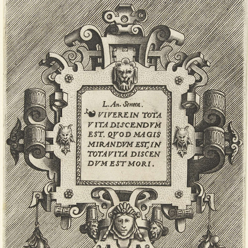 Cartouche met een citaat van Seneca, Frans Huys, after