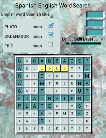 Spanish English Wordsearch