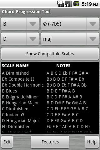 Chord Progression Tool Screen 1