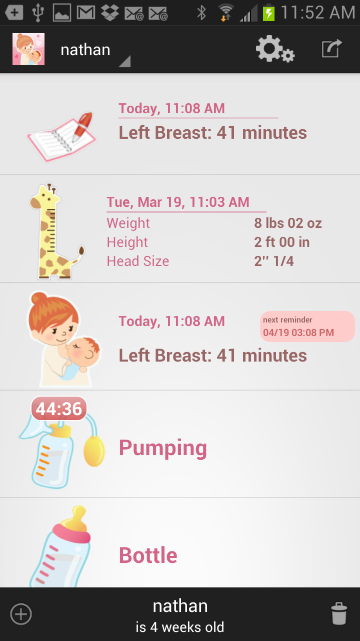 Breastfeeding Tracker Baby Log Screen 3