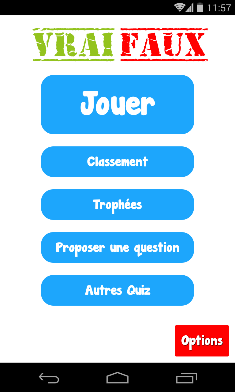 Android application Vrai ou Faux ? Le grand Quiz screenshort