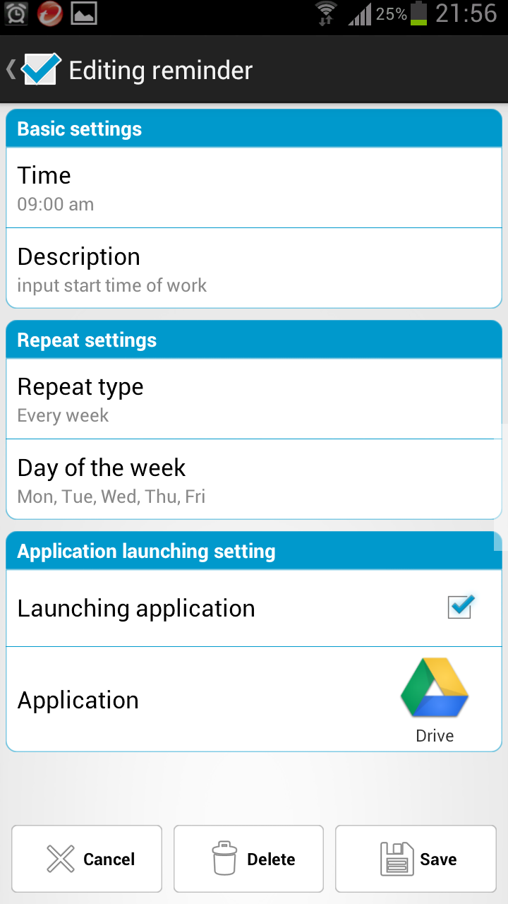 RoboReminders Screen 2