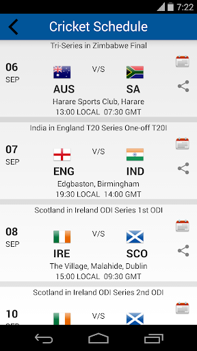 Cricket Schedule