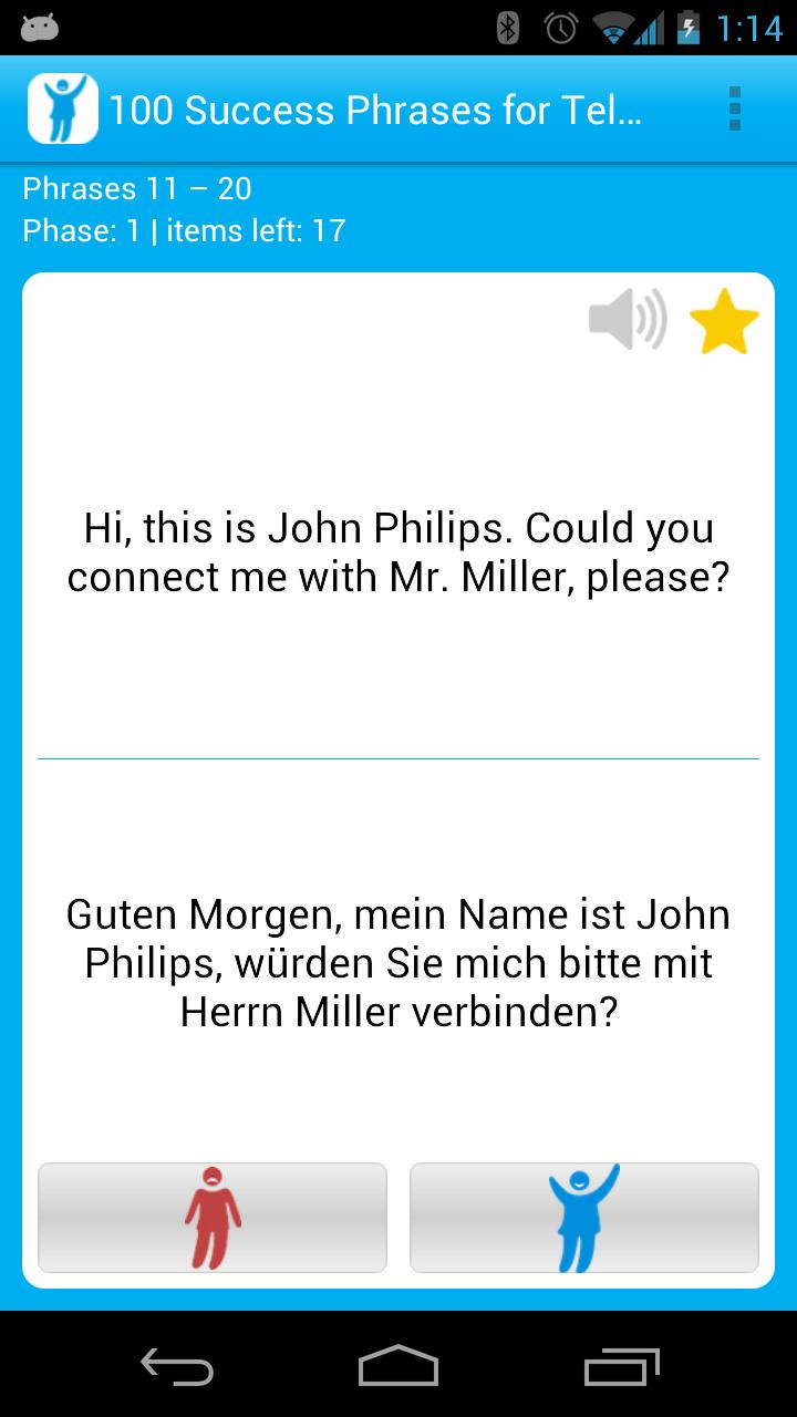 Android application 100 Telephone Success Phrases screenshort