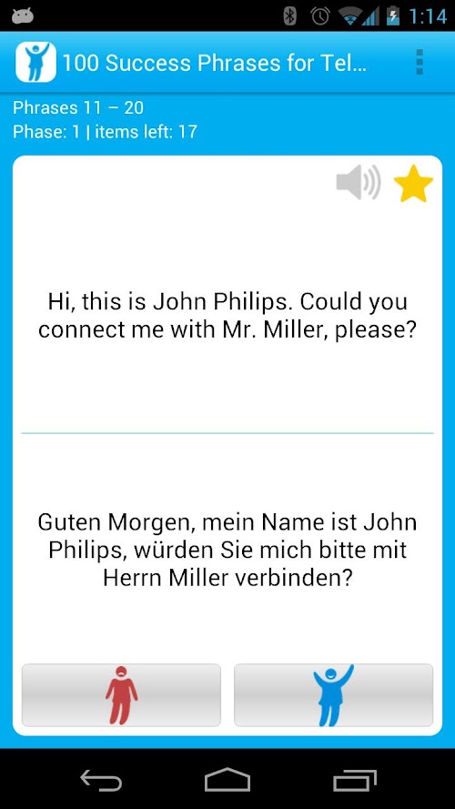Android application 100 Telephone Success Phrases screenshort