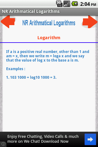 NR Arithmatical Logarithms