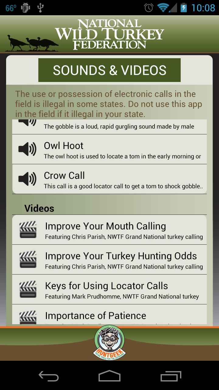 NWTF Turkey Hunting Toolbox Screen 2