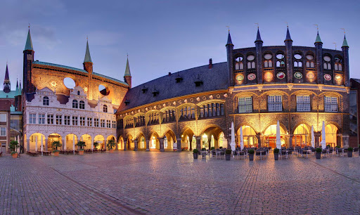 Germany-town-hall-square - Town hall square in Lübeck, Germany. 