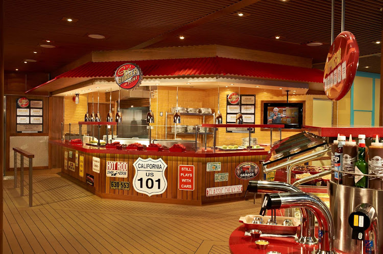 Stop by Guy's Burger Joint for classic burger goodness when you sail on Carnival Breeze.