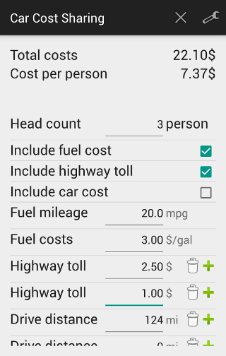 Car Cost Sharing Calculator