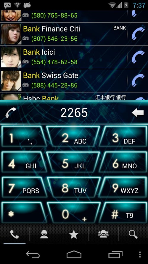 Android application RocketDial Neon 2nd Theme screenshort