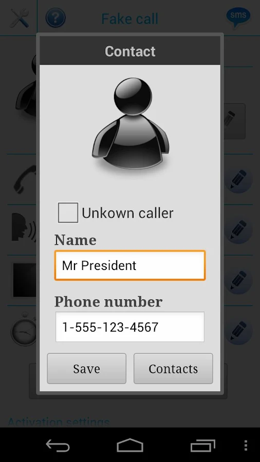Fake call - screenshot