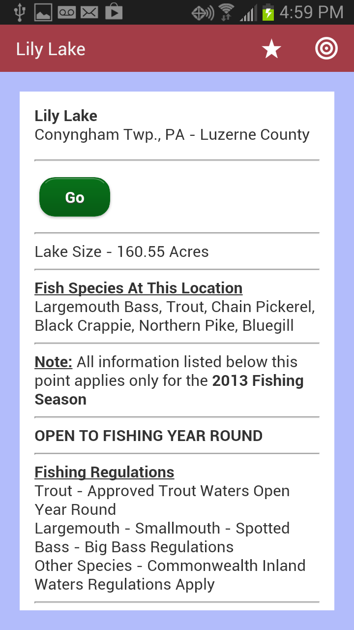GPS Fishing Guide to PA Screen 3